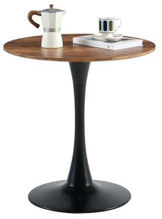 buybyroom Moderner Esstisch Runde Küche Esstisch Kleiner Tisch für Küche Wohnzimmer Esszimmer Balkon, Runder Tisch Durchmesser 70x70cm, Vintage Braun