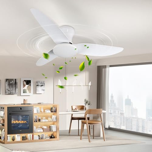 Deckenventilator mit Beleuchtung, Ø100cm Fernbedienung Deckenventilatoren mit Licht LED, 3-Blatt Propeller Deckenventilator, 6 Geschwindigkeiten, LED 24 W, 3 Farben Dimmbar für Schlafzimmer(Weiß)