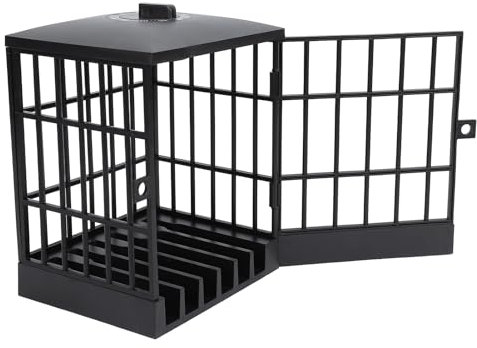 Phone Jail for Cell Phones Lock Up Safe, Smartphone Stand Holder, Jail Cell Lock Box with Timer and Key, Prison for Classroom Home Table Gadget (All Black)