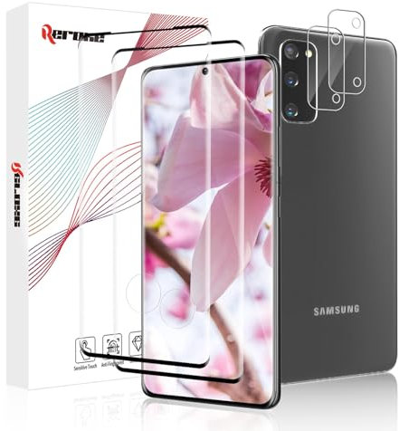 REROXE 2 Stück Schutzfolie für Panzerglas für Samsung Galaxy S20 Plus 5G mit 2 Stück Kameraschutz, 3D Anti-Bläschen Samsung S20 Plus Folie, Bruchsicherheit S20 Plus 5G Folie