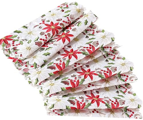 Vintage Table Runner Embroidered Flowers Table Runner Dinning Kitchen Hollow Handmade Table Party Ornament