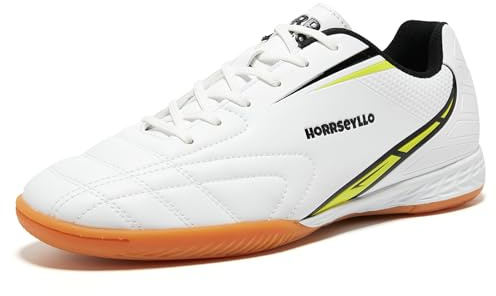 HORRSEYLLO Men's Indoor Soccer Shoes for Futsal Activities Women's Flat Outsole Trainer Rubber Shoes Athletic Training Sneaker