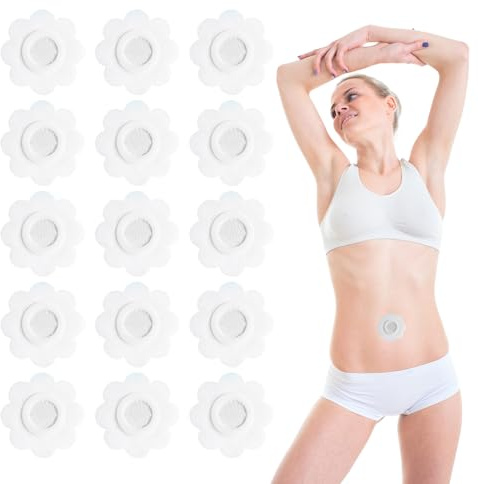 30 Stück Rizinusöl Kompressen,Bauchnabel Pflaster für Öl,Castor Oil Patches Packung für den Bauchnabel,Wrap,Selbstklebend Vliesstoff,Blumenförmig für Einmalgebrauch,Öl Nicht im Lieferumfang enthalten