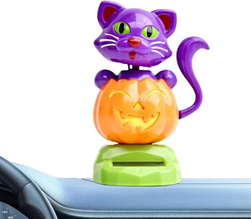 Generisch Solar Wackelfiguren,Katze Dekofigur Solarbetrieben Auto-Armaturen - Automotive Dekofigur Für Fahrzeug LKW Tisch Wohnraum Fensterbank