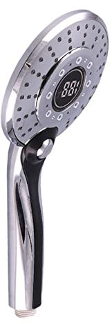 Ducha de luz LED de 3 colores para visualización de temperatura de la cabeza, ducha de mano para ahorro de agua, cabezales de ducha LED con LED de mano con botón de alta presión