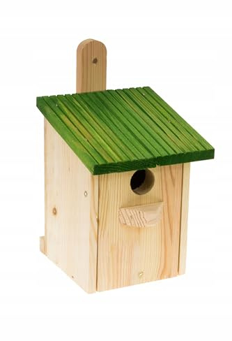 MAZUR Nisthäute, Vogelhaus aus Holz, 11x13x25cm Nistnest, Vogelfutterstation, Holz-Vogelhäuschen, Meise Häuschen, Rosenreich, Masue, Trauerfliege, Taube, Naturholz