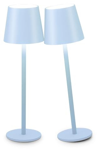 Faithorse 2 Pack Rechargeable Lamp Cordless Table Lamp | 5200mAh Battery Operated Lamps IP54 Waterproof Wireless Lamp with 3-Color Modes Touch Control Night Light for Bedroom (Blue)