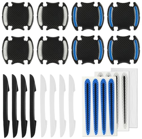 24 Pcs Carbon Fiber Door Handle Scratch Sticker, Car Door Handle Protectors | Universal Arbon Fiber Car Door Handle Cover Anti Scratch Stickers, Black Anti-Scratches Door Side Handle Paint Guard