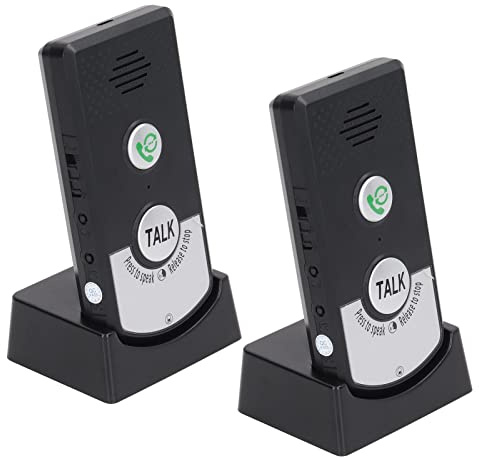 Wakects Wireless Voice Intercom Doorbell, Long Range Two Way Talk System for Home Office ABS Rechargeable Rainproof 1000m Open Area 20 to 50m Through Wall 2 Pack