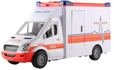 Nevalerra Krankenwagen-Spielzeugauto, Krankenwagen-Spielzeugauto mit Lichtgeräusch -Spielzeug-LKW-Rettungsauto mit Sirenen-Soundeffekten,Große Spielzeugautos für Rettungsrollenspielset,