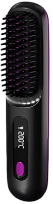 Elouras Berlinsed【Kabellose Haarbürste mit Ionen-Technologie】Glättbürste & Lockenbürste 2in1, Tragbare Trockenbürste für Unterwegs mit Keramik-Beschichtung, Ideal für Reisen und Frauen (Schwarz)