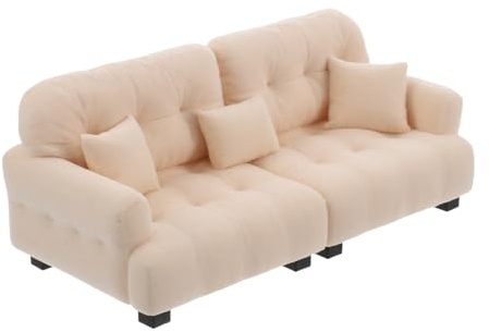 SUPVOX Petit canapé de poupée en forme de balance pour décoration de salon, mini meubles en peluche crème pour maison de poupée et jeu de rôle