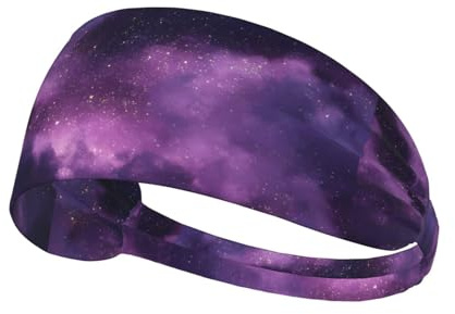 VVXBHGR Elastisches Übungs-Stirnband mit Sternenhimmel-Aufdruck, für Damen und Herren, weich, schnell trocknend, Violett