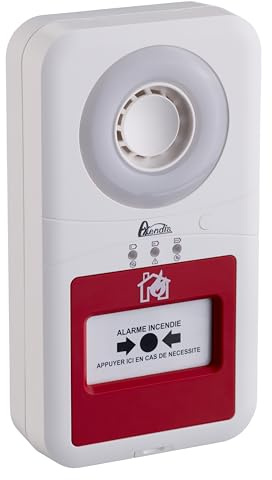 Centrale d'Alarme Incendie Type 4 LBX21241, Radio sans Fil, à Pile, Blanc, Sirène 90dB, pour ERP