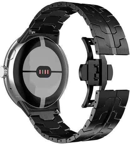Wigento Aluminium Armband für Google Pixel Watch 4 45mm / Google Pixel Watch 3 45mm, Butterflyverschluss, verstellbar, leicht und robust, Metall Uhrenarmband (Schwarz)