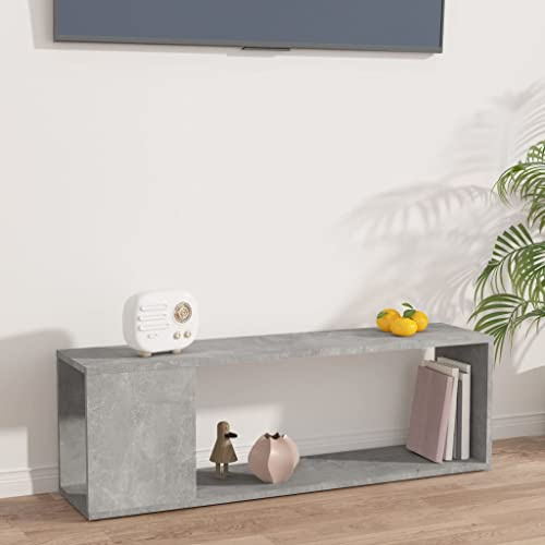 zylophax TV Cabinet Concrete Grey Wood Material 100 x 24 x 32 cm with 2 Shelves, Living Room Shelf and Standing Shelf, Practical Book Cabinet and Room Divider Shelf for Books and Multimedia