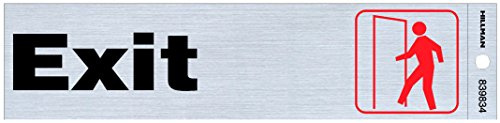 Hillman 839834 Exit Self Adhesive Sign, Nickel, Black and Red Mylar, 2x8 Inches 1-Sign