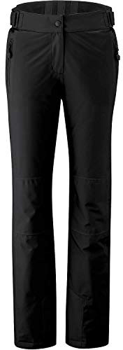 Maier Sports Vroni Slim, Enganliegende Damen Skihose, Wasserdichte Schneehose, Stretchmaterial und verstellbarer Bund, PFC-frei, mTHERM Wattierung & mTEX Wetterschutz, Schwarz, Gr. 22 (W35/L30)