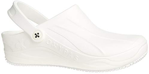 Oxypas Safety Jogger Clogs für Damen - Smooth - Leichter Arbeitsschuh für Herren, ideal für Krankenhaus, Küche oder Garten, Weiß, Größe EU 44