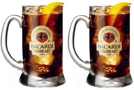 Lot de 2 verres Bacardi Oakheart en verre / réservoir (2 verres)