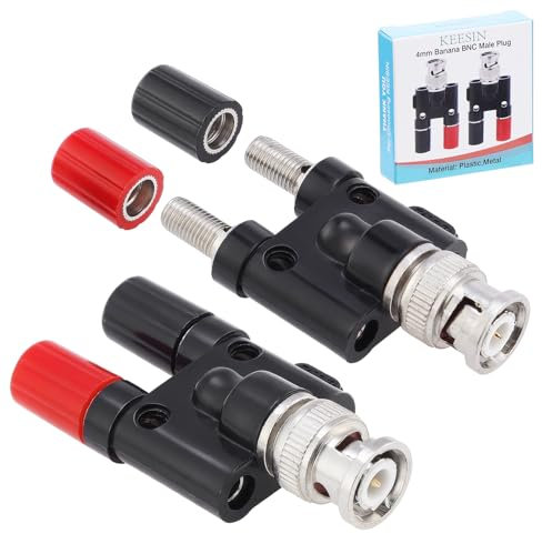 KEESIN BNC Stecker auf Dual 4 mm Bananen Buchse Binding Post, BNC-Buchse auf Zwei Dual-Bananenstecker, Audio Adapter Stecker 2 Stücke