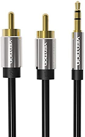 Vention BCFBG Audiokabel, 3,5 mm Stecker auf 2 Cinch-Stecker, 1,5 m, Schwarz