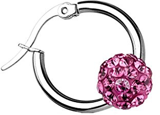 beyoutifulthings Damen 1 Paar Creolen KRISTALL-KUGEL Ohringe Ohr-ringe Schmuck Ohr-stecker Chirurgenstahl Silber Multicolor