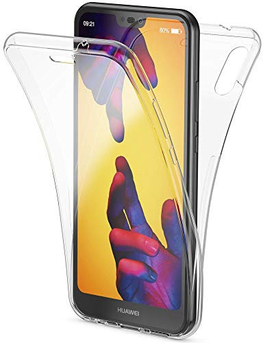 NALIA 360 Grad Handyhülle kompatibel mit Huawei P20 Lite, Full Cover vorne & hinten Rundum Doppel-Schutz, Dünnes Case Silikon Etui, Transparenter Displayschutz & Rückseite, Farbe:Transparent