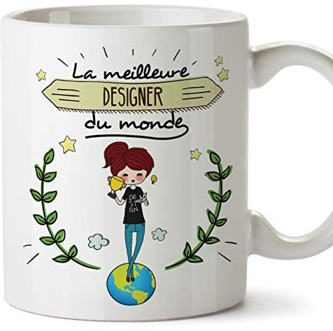Mugffins Designer Tasses Originales de café et Petit-déjeuner à Donner Travailleurs Professionnels - La Meilleure Designer du Monde - Céramique 350 ML