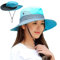 WITERY Women's Sun Hats UPF 50+ Ladies Wide Brim Sun Hat with Back Hole for Pony Tail Adjustable for Big Heads UV Protection Hats Breathable Packable Bucket Hat with Chin String(Blue)