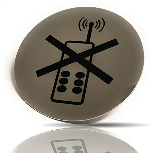 Kerafactum Handyverbot Kein Handy No Phone Mobiltelefon Telefon Telefonhinweis Hinweisschild Türschild Telefonieren verboten Rund aus Edelstahl matt glänzend Pictogramm rundes Schild Selbstklebend
