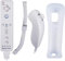 Atopoo Wii Télécommande, manette de jeu à distance remplaçable avec manette Nunchuck, étui en silicone et dragonne pour Nintendo Wii et Wii U (blanc)