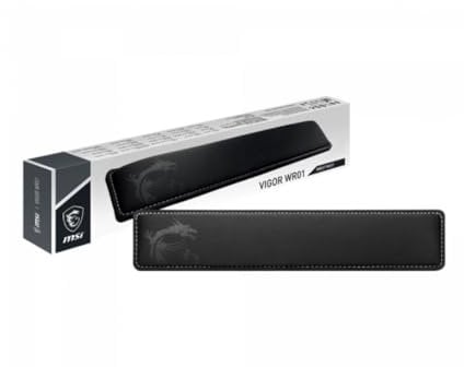 MSI VIGOR WR01 Handballenauflage für Tastatur, Kühlgel, Memory-Schaumstoff, Ice Silk Lycra-Polsterung, antibakterielle Beschichtung, abgeschrägtes Profil, rutschfeste Basis - 432 x 86 x 25 mm