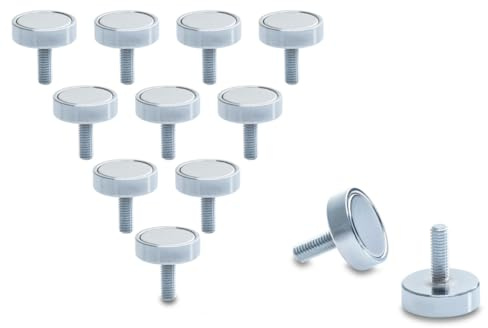ITALFITMAGNETI | 12 Stück - Neodym-Magnete mit Gewindezapfen Kraft 9 Kg - Durchmesser 15 mm Dicke 5 mm Stange M4X12 anschraubbar