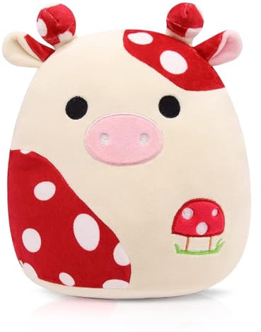Zaloife Pilz Kuh Plüschtier Rot, Stofftier Pilz Kuh 20cm, Kuscheltier Pilz Kuh Plush, Lustiges Pilzförmiges Kuh Plüsch Puppe Geschenk für Kinder B