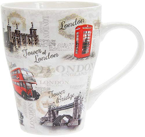 The Leonardo Collection Vintage London Mug for Hot Drinks | Fine China Printed Coffee Cups for Kitchen & Home | Reusable Tea and Coffee Mugs for Every Occasion & All Type of Drinks