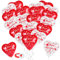 HOWAF Just Married Luftballons, 50 Stück Herzluftballons Rot Weiß, Luftballons Hochzeit Herz Helium Ballons, Latex Herzballons Helium Luftballon für Heiratsantrag Verlobung Hochzeit Deko