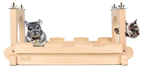 YKD Chinchilla Holz Hängebrücke, Hängende Große Kleintier Holzbrücke Plattform, Kleintiere Lebensraum Spielzeug für Chinchillas Zuckergleiter Ratten Eichhörnchen