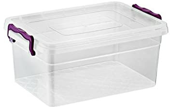 Asude Plastic Storage Box Boxes Lid Handles Food Container Home Kitchen Office Box UK, 15L