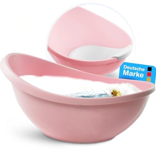 BabybeFun Baby Badewanne mit Badewanneneinsatz für Neugeborene [Testsieger] Rutschfest Babybadewanne für Babys und Kleinkinder [0-12 Monate] Babywanne für Dusche Badewanne Rosa