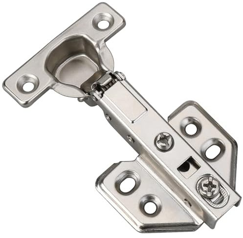 Kimdot Lot de 2 charnières d'armoire à fermeture douce pour porte fine Plaqué nickel 26 mm 95 degrés