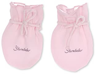 Sterntaler OCS Kratzfäustlinge Doppelpack – Fäustlinge ab Geburt aus Singlejersey (Bio) – weiche Mädchen Kratz Handschuhe für Neugeborene - mit Logo Print – rosa, Gr. 0