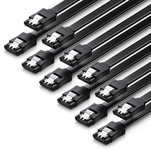 deleyCON 6x 50cm Cavi SATA 3 Set Cavo Dati SATA III - HDD SSD Cavo di Collegamento Clip in Metallo 6 GBit/s - 2 Connettori Diritti di Tipo L - Nero