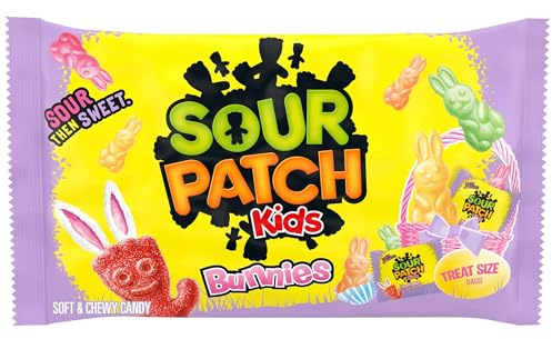 Sour Patch Kids Bunnies Soft & Chewy Easter Candy, 18 Snack Packs