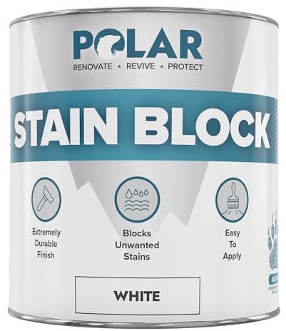 Polar Stain Blocker Paint - Matt White - 500ml | Ideal for Concrete, Cement, Wood, Brick & Painted Surfaces | Prevents & Removes Stains, Grease, Water Marks & Rust on Internal Walls & Ceilings