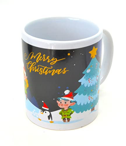 300ml Feliz Navidad taza de café taza de té. Papá Noel escena de la natividad regalo para padres. renos, duendes, navidad. xmas