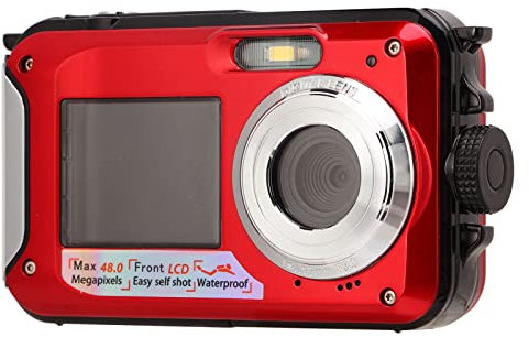 Appareil Photo NuméRique éTanche à Double éCran, Appareil Photo NuméRique éTanche Full HD 10 Pieds Image Photo 48MP (Rouge)