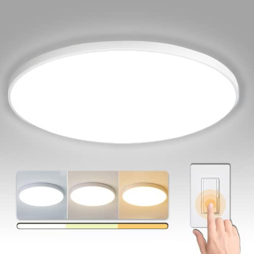 NUODIFAN LED Deckenleuchte,36W Deckenlampe,4250LM Ultra Dünn Weiß 3000K/4000K/6000K Wasserfest IP65 Badzimmer Deckenlampe,Rund Deckenleuchte Flimmerfreie Lampe, LED Lampen