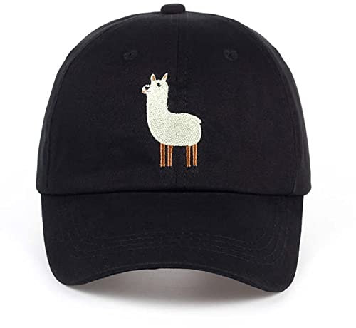 Baseball Cap Damen Basecap Kappe Herren Unisex Mütze Hut Baseballkappe Unisex Alpaka-Stickerei Verstellbarer Hut Männer Hübsche Alpaka- Frauen Niedlich Schwarz Beige Schwarz