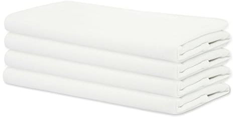 Sweet Needle – Packung mit 4 übergroßen Servietten aus 100% Baumwolle, 45 cm x 45 cm, weiß – Schwerer Stoff für den täglichen Gebrauch mit auf Gehrung geschnittenen Ecken